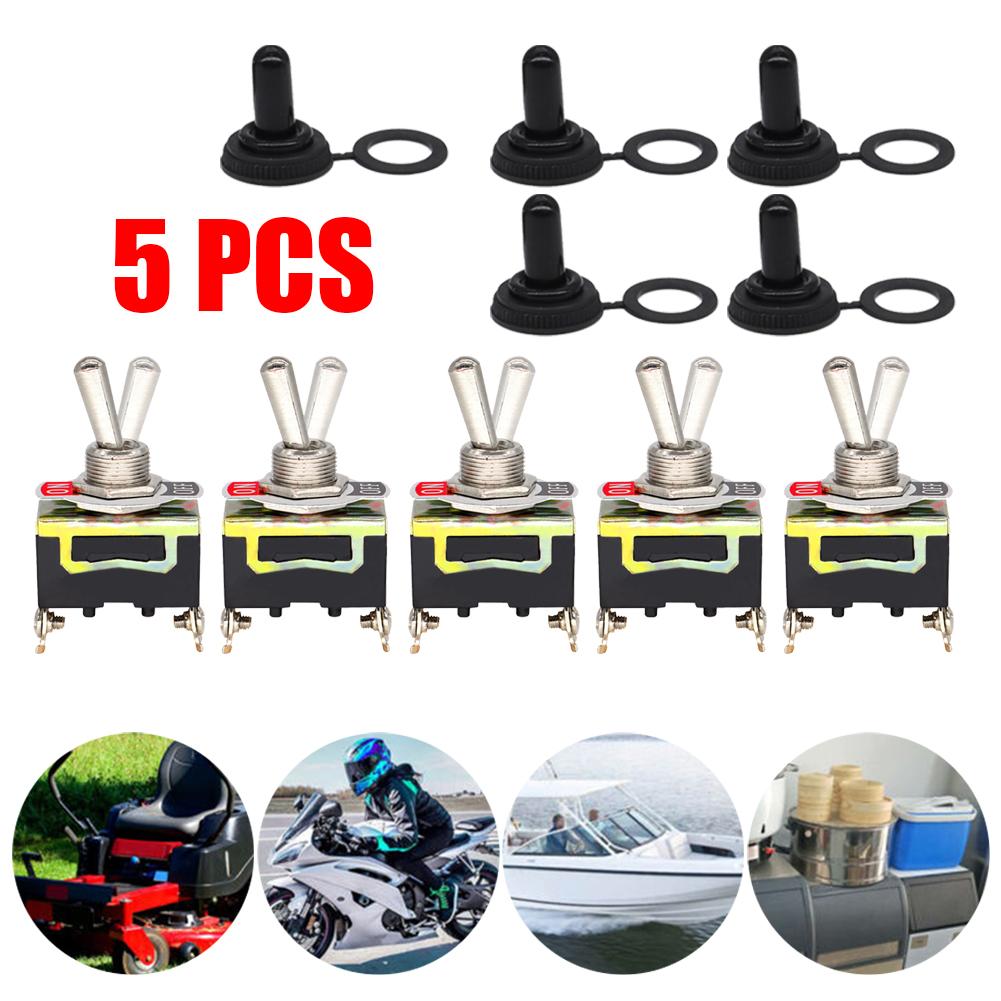 5x Metal And Plastic Toggle Switch 12V ON OFF Heavy Duty Toggle Flick SwitchCar FliFor CK Dash Light Marine 12 Volt Switches Boa