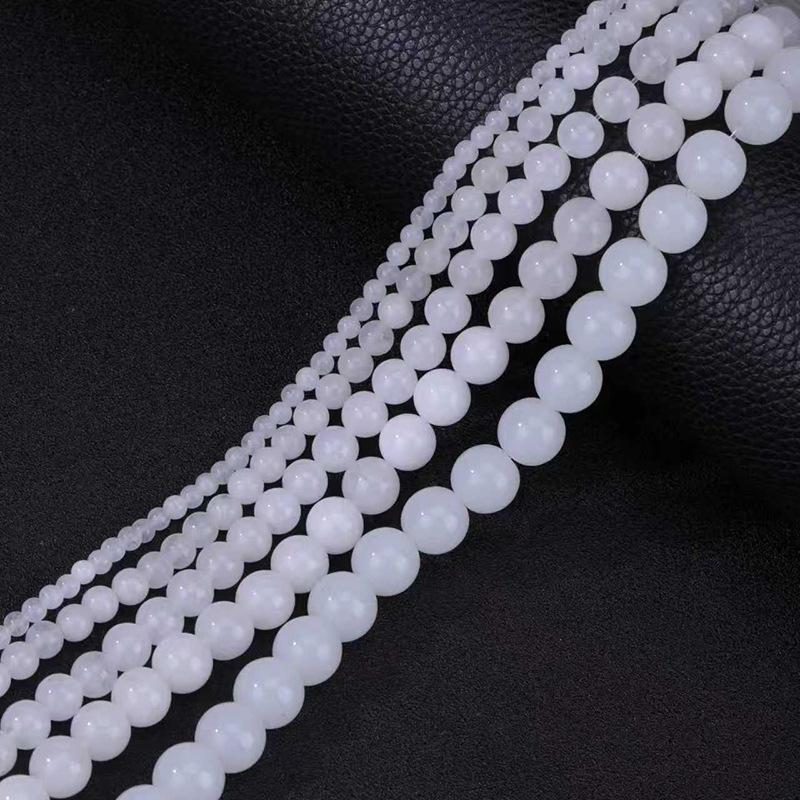 

Natural White Chalcedony Beads for DIY Jewelry: Semi-Finished Quartzite Jade for Handmade Bracelets & Necklaces 6mm Strand ● White Chalcedony Round Beads