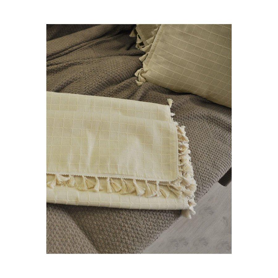 Handmade Natural Organic Cotton Authentic 5 Piece Set / 4 Pieces Cushion Cover and 1 Piece 45x140cm Runner