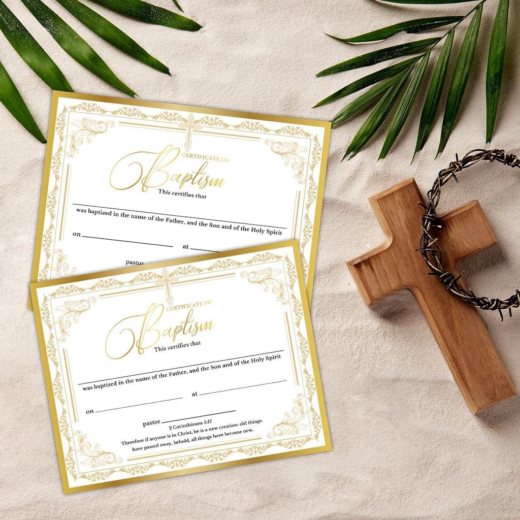 25 PCS Baptism Certificates for Church, Baby Dedication Certificate Paper, Baby Dedication Christening Gifts for Girls Boys,Baptismal Certificates