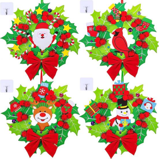 Kit Artizanal de Crăciun din Feutru DIY Agățătoare de Perete Brad de Crăciun Om de Zăpadă Coroniță Decorațiune Pinguin Mărturii de Crăciun pentru Copii Mici