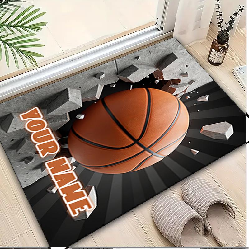 1PC Custom Name Through Basketball Dreams" Theme Floor Mat Ideal for Living Room, Game Rooms, Office, Bedroom, Office Floor Mat , Floor Mats for Home