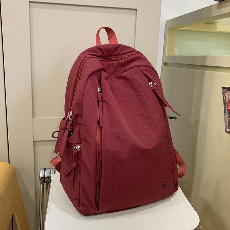 Японский повседневный школьный рюкзак женский студенческий простой однотонный рюкзак женский универсальный легкий для старшеклассника компьютерный рюкзак красный