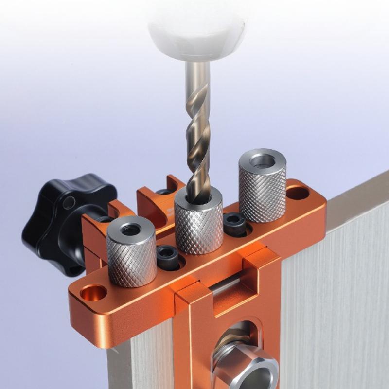 Stainless Steel Extended Knurled Drill Sleeve Woodworking Dowel Drill Locator 3 in 1 Puncher Accessories