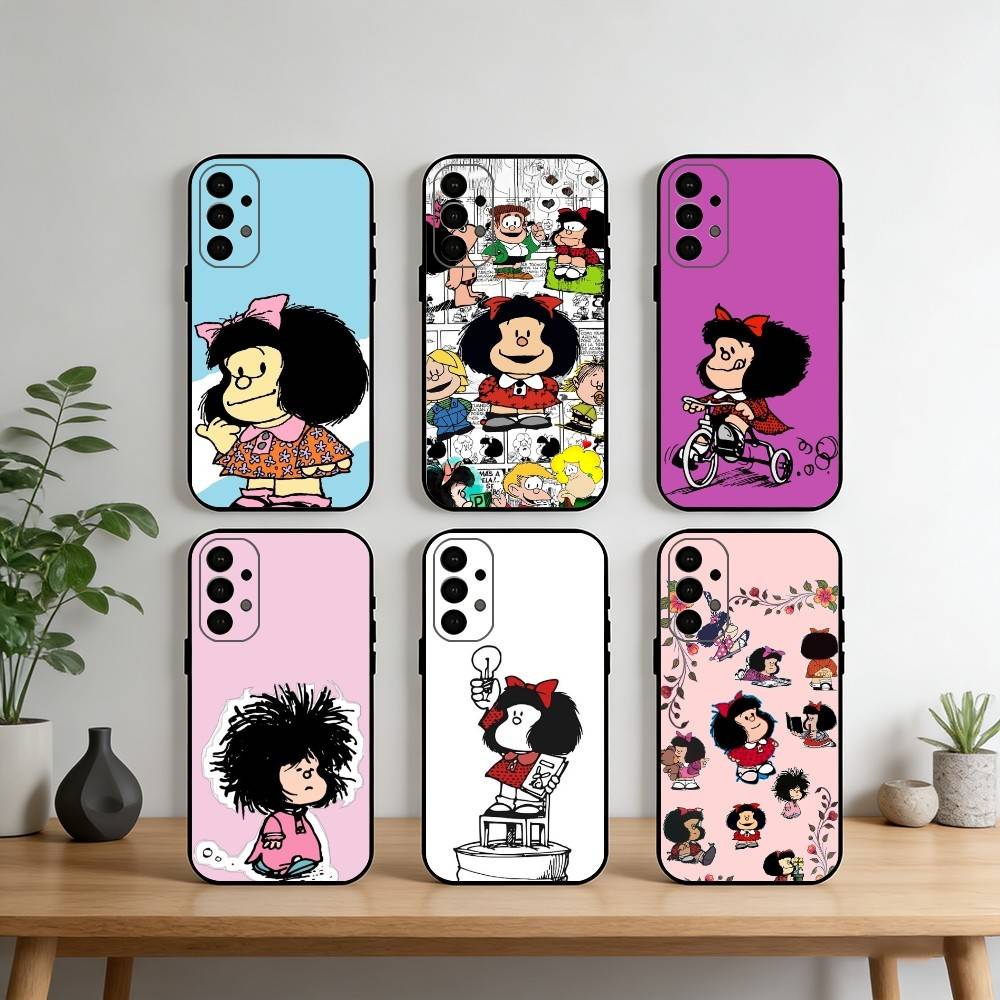 M-Mafalda World Phone Case For Samsung S25,S24,S21,S22,S23,S30,Ultra,S20,Plus,Fe,Note,10,9,5G Black Cover