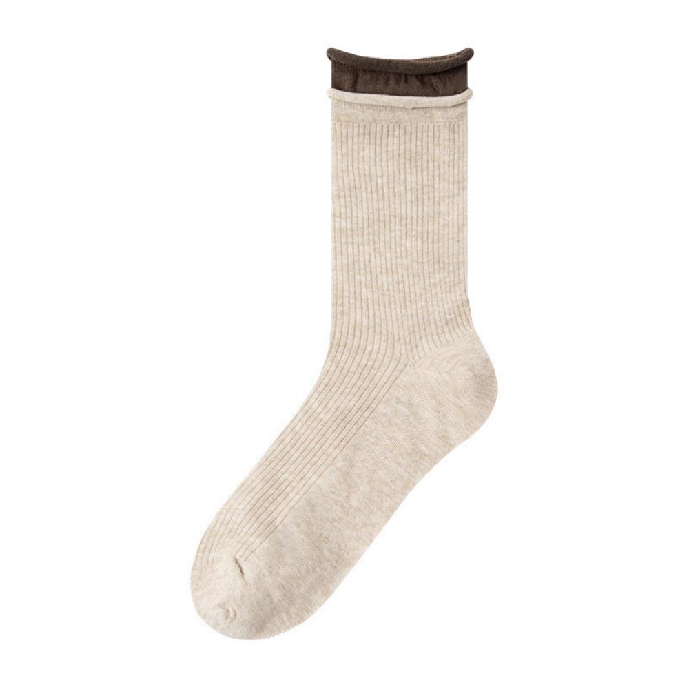 Breathable Long Pile Stocking Cotton Double Ribbed Socks Fashion Mid-tube Socks
