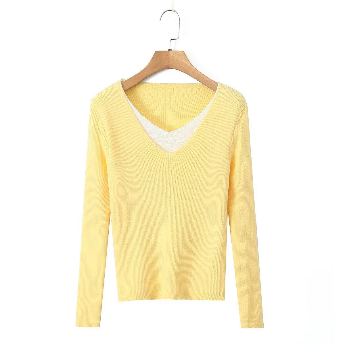 

2024 Осень Женская Европейская и Американская Повседневная Рубашка с Длинным Рукавом из Двух Частей Medium жёлтый