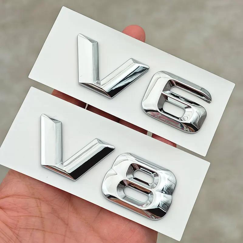 3D ABS Chrome Letters V6 V8 V10 V12 Car Fender Side Logo Badge Sticker For Mercedes Benz W205 W204 W213 W212 W221 Accessories AX1