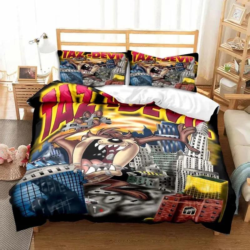 3D Druck Cartoon Tasmanischer Teufel Mode Bettwäsche Set Doppel Einzel König Bettbezug Steppdecke Kissenbezug Jungen Mädchen Erwachsene Schlafzimmer