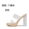 Fashion Transparent High-heeled Slippers Women Summer Waterproof Table Straight Strap Slippers Crystal Heel Thick Heel Sandals for Women