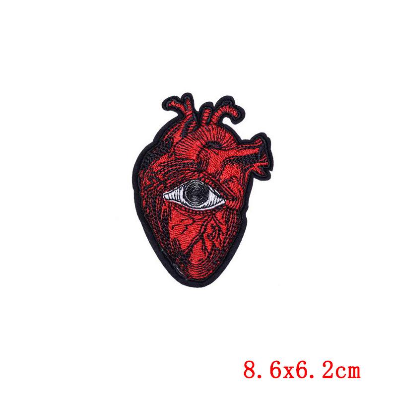 Punk Heart Embroidery Patch Iron On Patches For Clothing Thermoadhesive Patches On Clothes Waves Applique/Patches On Clothes
