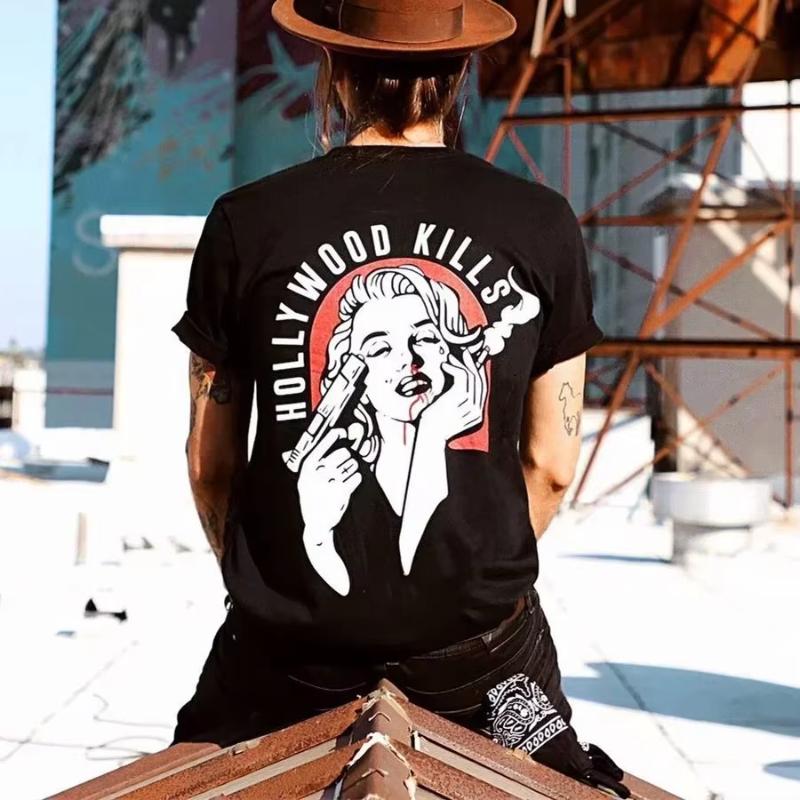2025 Summer New trendy dark punk skull print Tshirt loose and fashionable cotton shortsleeved streetwear for men and women