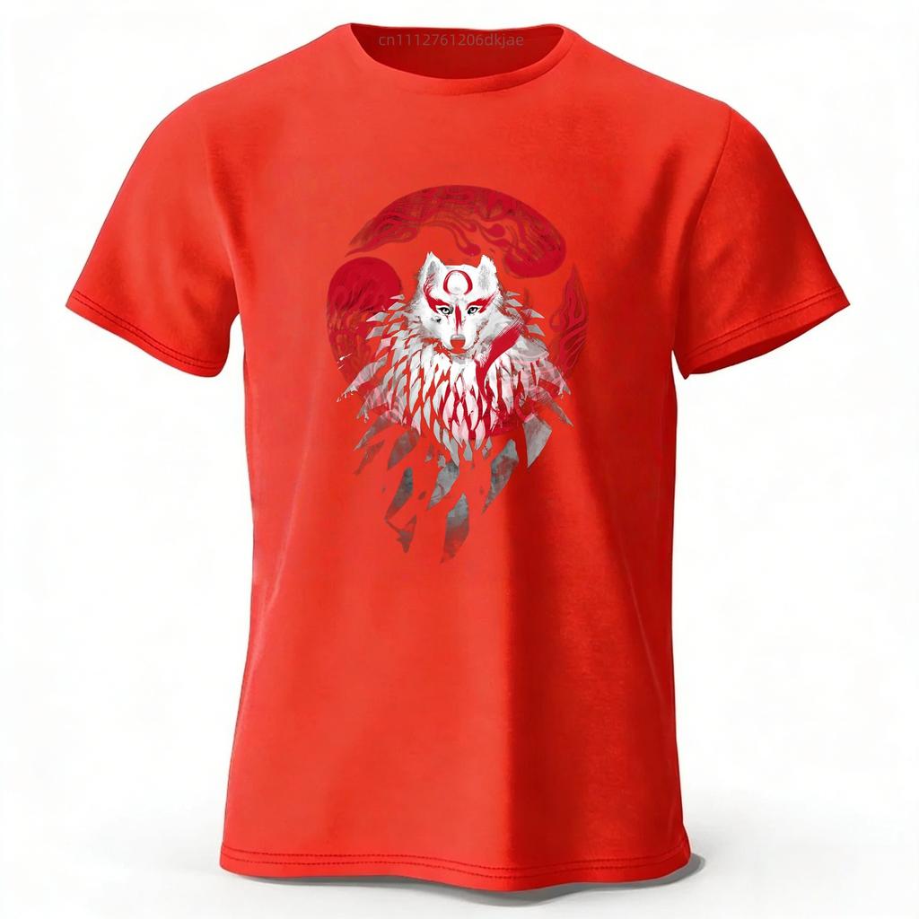 SpringSummer New Mythical White Wolf Cotton Short Sleeved Mens Street Casual Trendy Tshirt Large Loose Comfortable Top