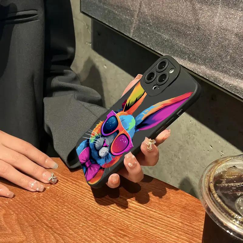 Cute Colorful Rabbit Silicone Phone Case For  Redmi Note 13 12 11 Pro Plus 13 12S 11S 11 10S 10 Redmi 12 4G 13C Soft Cover