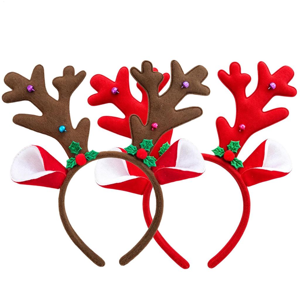Reindeer Antlers Headband Cartoon Christmas Head Button Hair Band Party Gift Reindeer Antlers Snowman Sprung Headband Decor