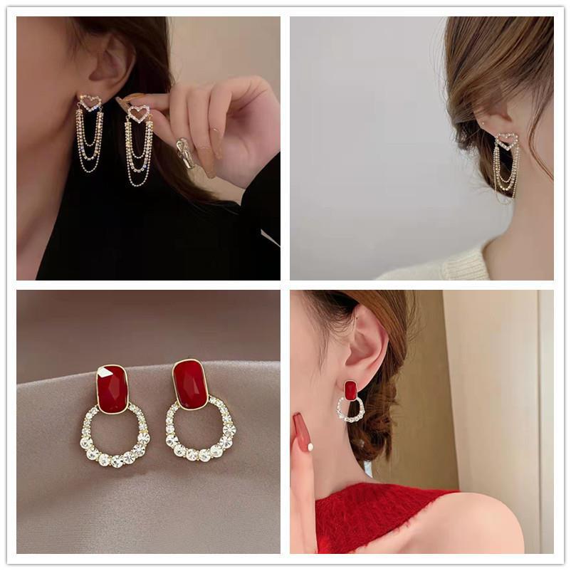 Women's Dongdaemun Bow Fashion Earrings: Cute & Simple Ear Hooks with Elegant Temperament