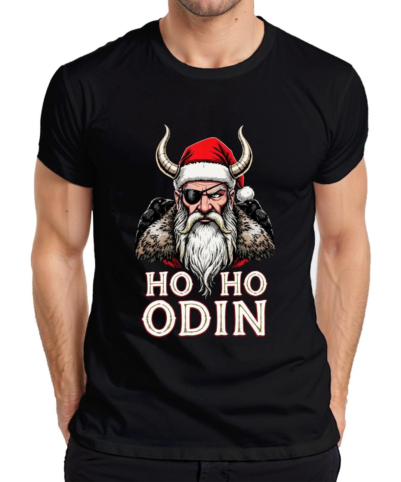 Ho Ho Odin Wikinger mit Hörnern Raben Augenklappe Geschenk Herren T-Shirt L