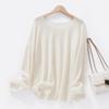 Royal Velvet Series: Women's One-Shoulder Loose Knit Pullover - Mulberry Silk, Cashmere & Wool Sweater
