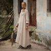 Damen Baumwoll-Leinen Hemdkleid Lässig Aufkrempelbare Ärmel Knopfleiste Maxi-Kleid Sommer Locker Tunika Shift-Kleid
