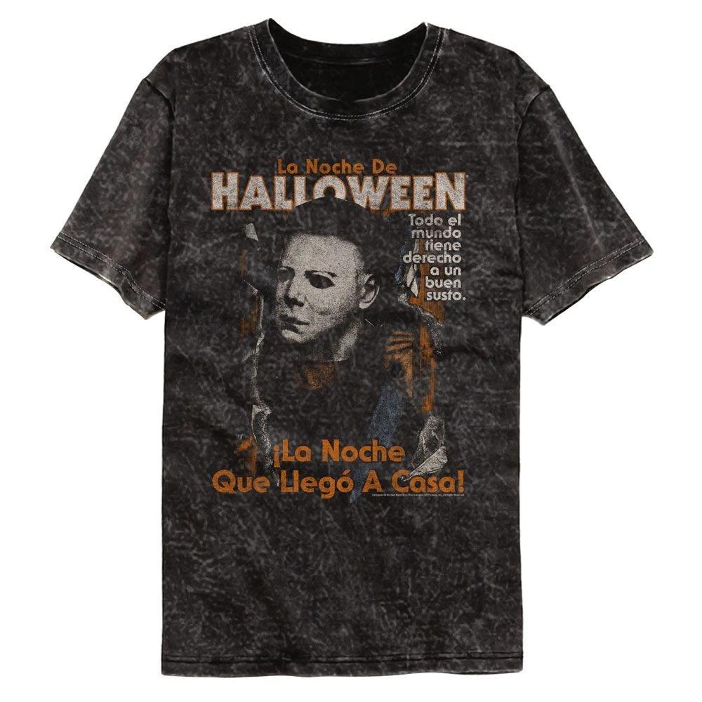Halloween Spanish Poster Officially Licensed Short Sleeve Mineral Wash T-S 110