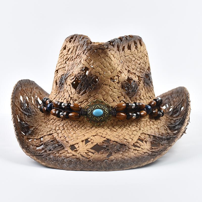 Panama Soft Handmade Cowboy Straw Hat Summer Men Women Hollowing Out Beach Hats Outdoor Travel Sun Protection Hat