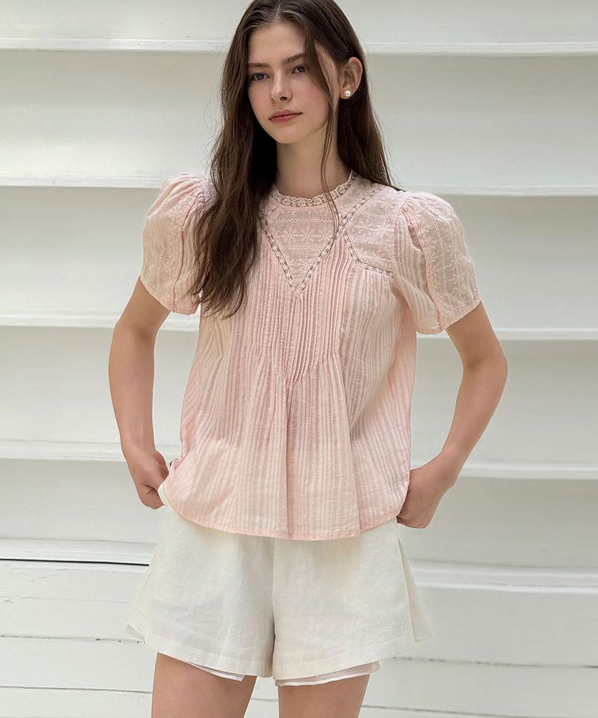 LAUTREDE MIN Letter Pink Blouse