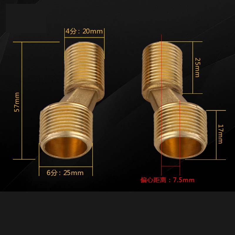 Torneira de chuveiro de cobre com pé curvo angulado, canto estendido com parafuso excêntrico, acessórios para torneira de banheira
