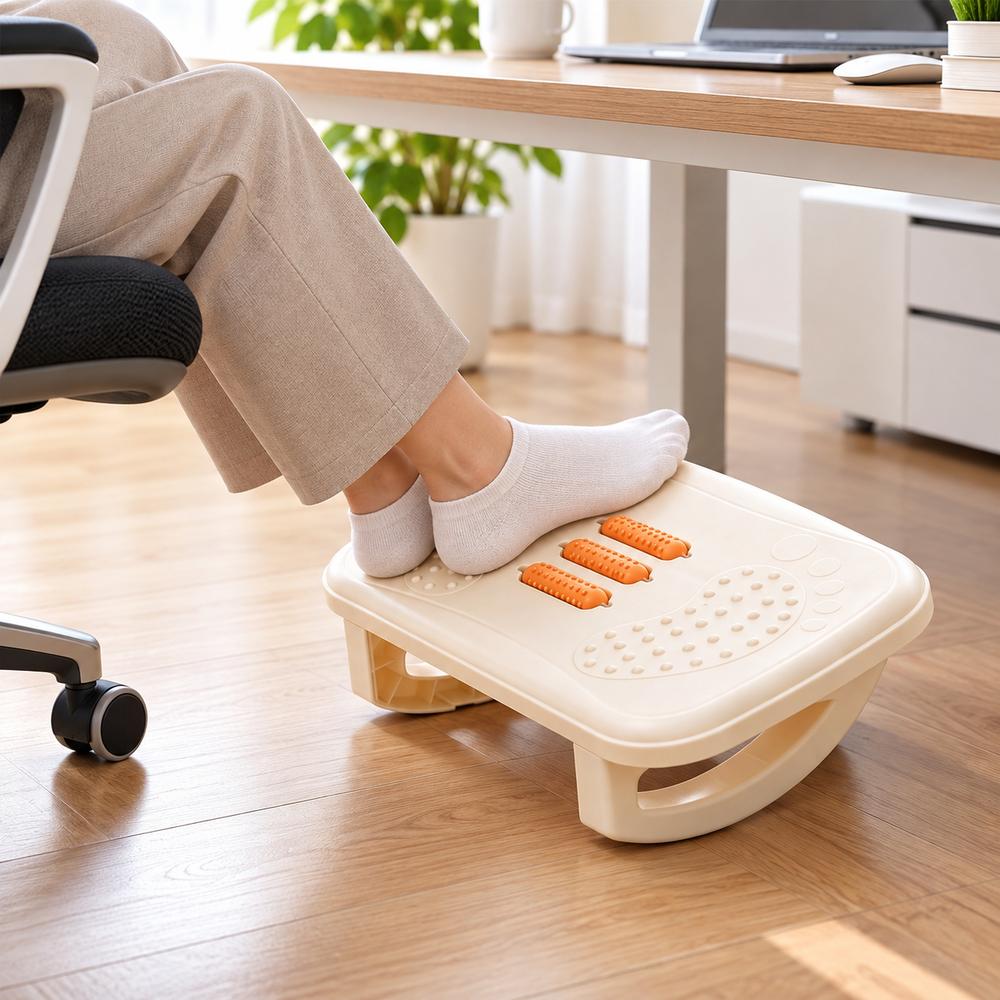 Massage Rollers Under Desk Footrest Non-Slip Base Foot Stool New Leg Rest  Home Office