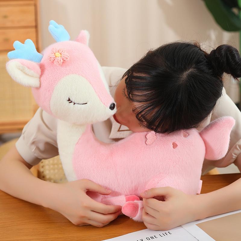 Kawaii Christmas Elk Plush Dolls Sika Dee Stuffed Soft Animals Cartoon Funny Toys For Kids Baby Xmas Gift Party Decor Pillow