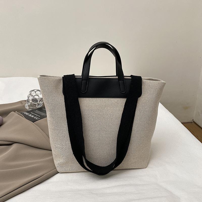 2025 Spring New Shoulder Canvas Bag Large Capacity Retro Literary Commuter Tote Bag Work Universal Handbag