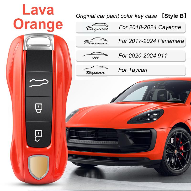 AABKR1 For Porsche Cayenne Mancan Panamera 911 718 Boxster Cayman Taycan 2010-2024 Car Key Paint Case Bordeaux Red Shell Replacement