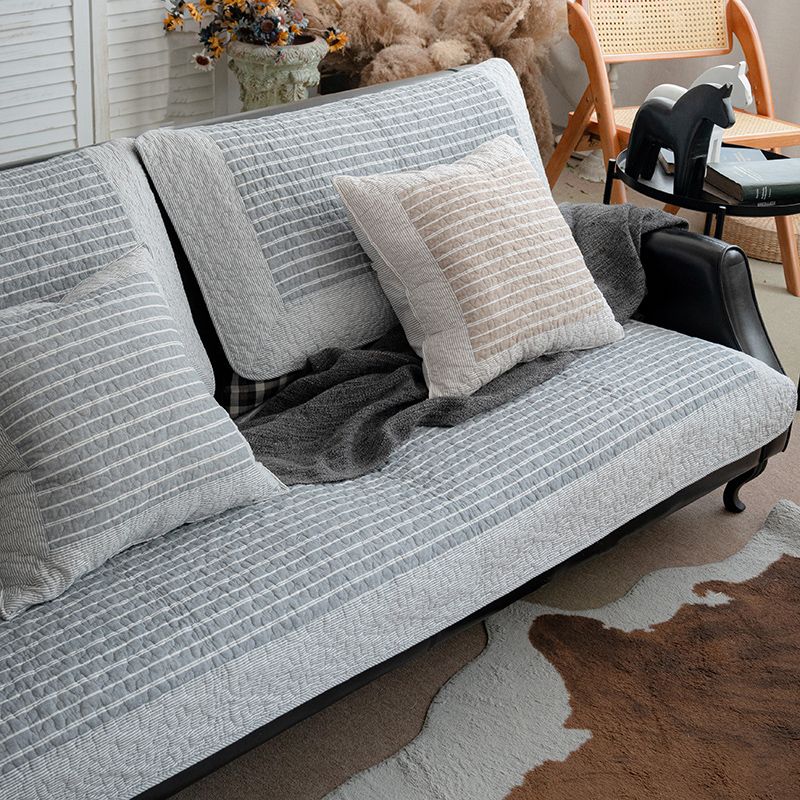 

Nordic Cartoon Cotton Fabric Sofa Cushion Non-Slip Four Seasons Cushion Cloth Universal Combination Leather Sofa Towel Washed Anti-Wrinkle Blue Gray 50cm pillow case
