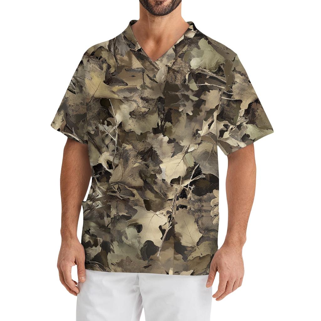 Pánské ležérní tričko s krátkým rukávem, véčkovým výstřihem a potiskem, s přední kapsou