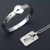 Gold Silver Heart Lock Bracelets Stainless Steel Key Pendant Necklace  Women Men