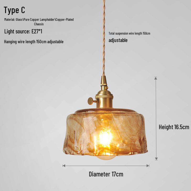 Nordic Retro Brass Glass Pendant Light - Ideal for Bar, Restaurant, Bedside, or Cafe.