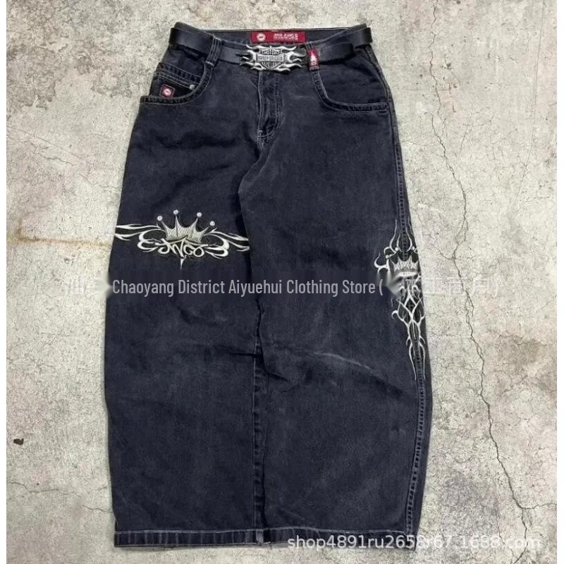 2024 Spring/Autumn Retro Y2K Embroidered Hip-Hop Men's Jeans - American Fashion Brand
