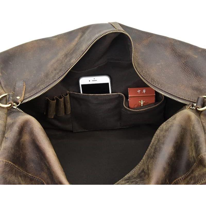 New Classic Vintage Leather Travel Duffel Bag | Genuine Buffalo Leather | Spacious and Stylish | Handmade with Heavy Duty Craftsmanship