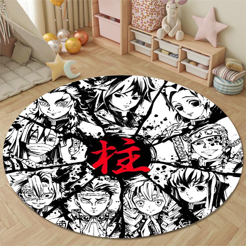 Rounded Rug Demon Slayer Hashira Pillars Manga Ink Art Teen Room Decor