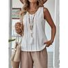 Bluză de vară largă cu decupaje pentru femei, culoare solidă, gât rotund, cămăși casual, modă pentru doamne, topuri tip maieu elegante, dulci, cu dantelă, vestă simplă de birou
