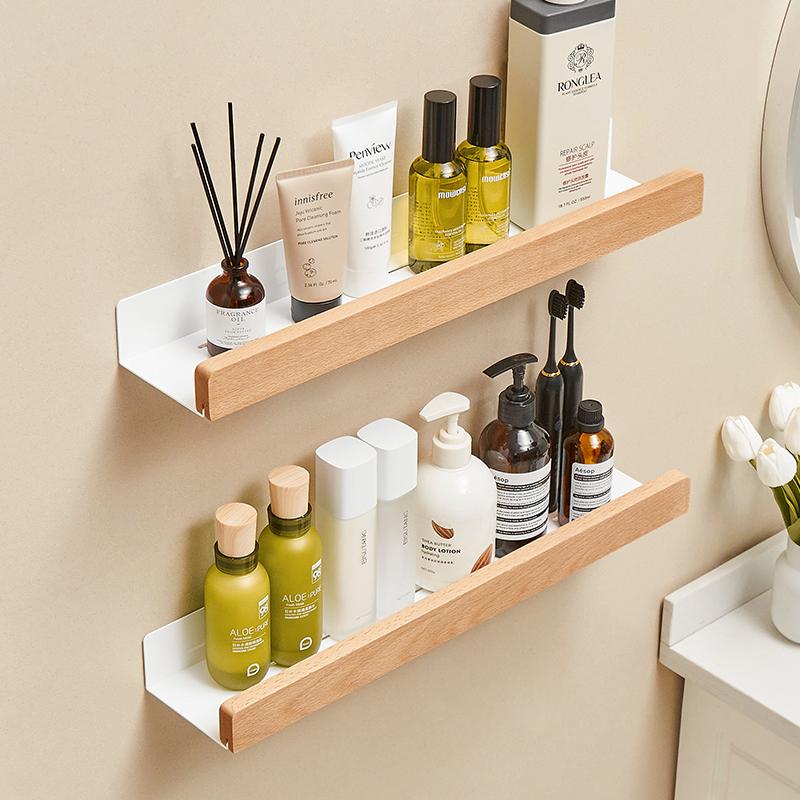 Solid Wood White Bathroom Shelf Corner Shelf Shower Shampoo Cosmetic Shelves Kitchen Storage Rack Bathroom Accessories