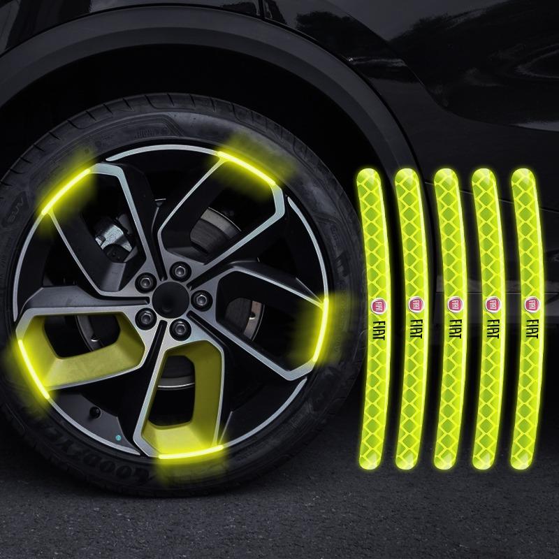Car Wheel Hub Reflective Stickers Tire Rim Luminous Accessories for FIAT Abbas 500 Grande Stilo Freemont Punto Astra Bravo Ducato