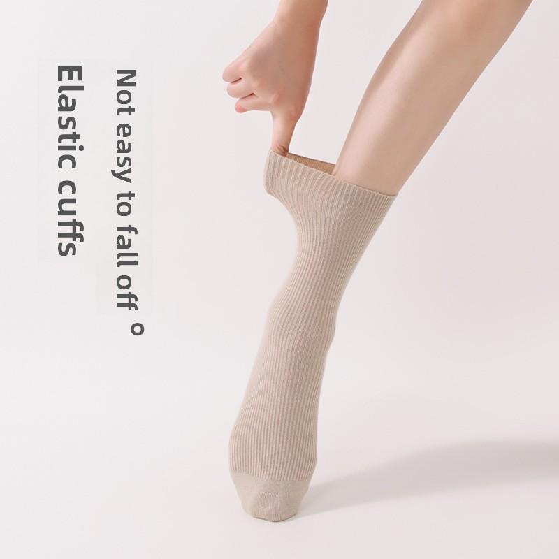 5 Pairs of Wool Socks Women's Winter Mid-tube Socks Double Needle Pile Socks Boneless Women's Winter Warm Stockings
