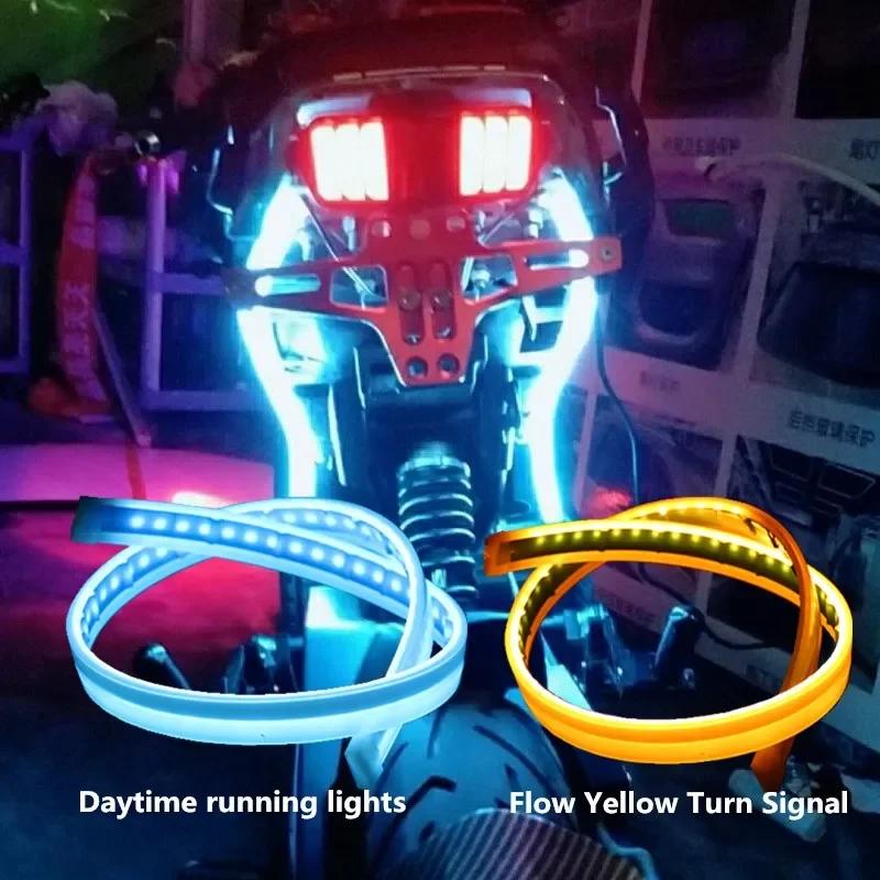 2pcs Motorcycle Turn Signal Lamp LED Daytime Running Lights Tail Light DRL Waterproof Decoration Strip Motor Brake Flowing Amagi