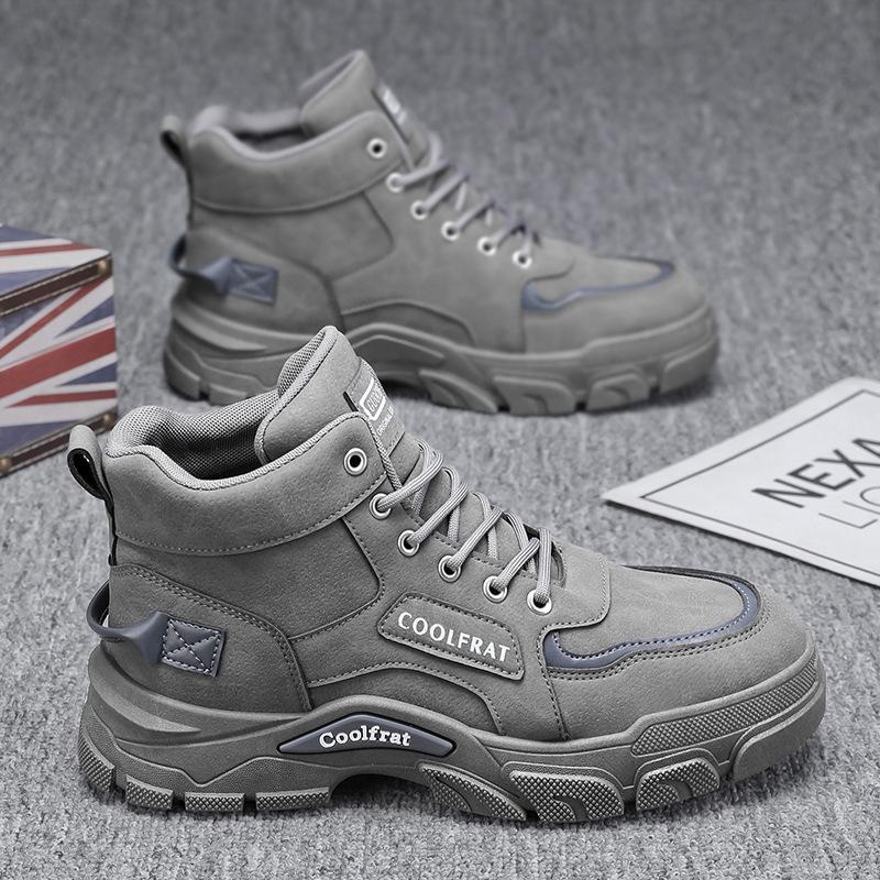 Autumn Men's Shoes New High-top Martin Boots Men's Trend Versatile Platform Tooling Shoes Casual Short Boots Labor Insurance Shoes Men's