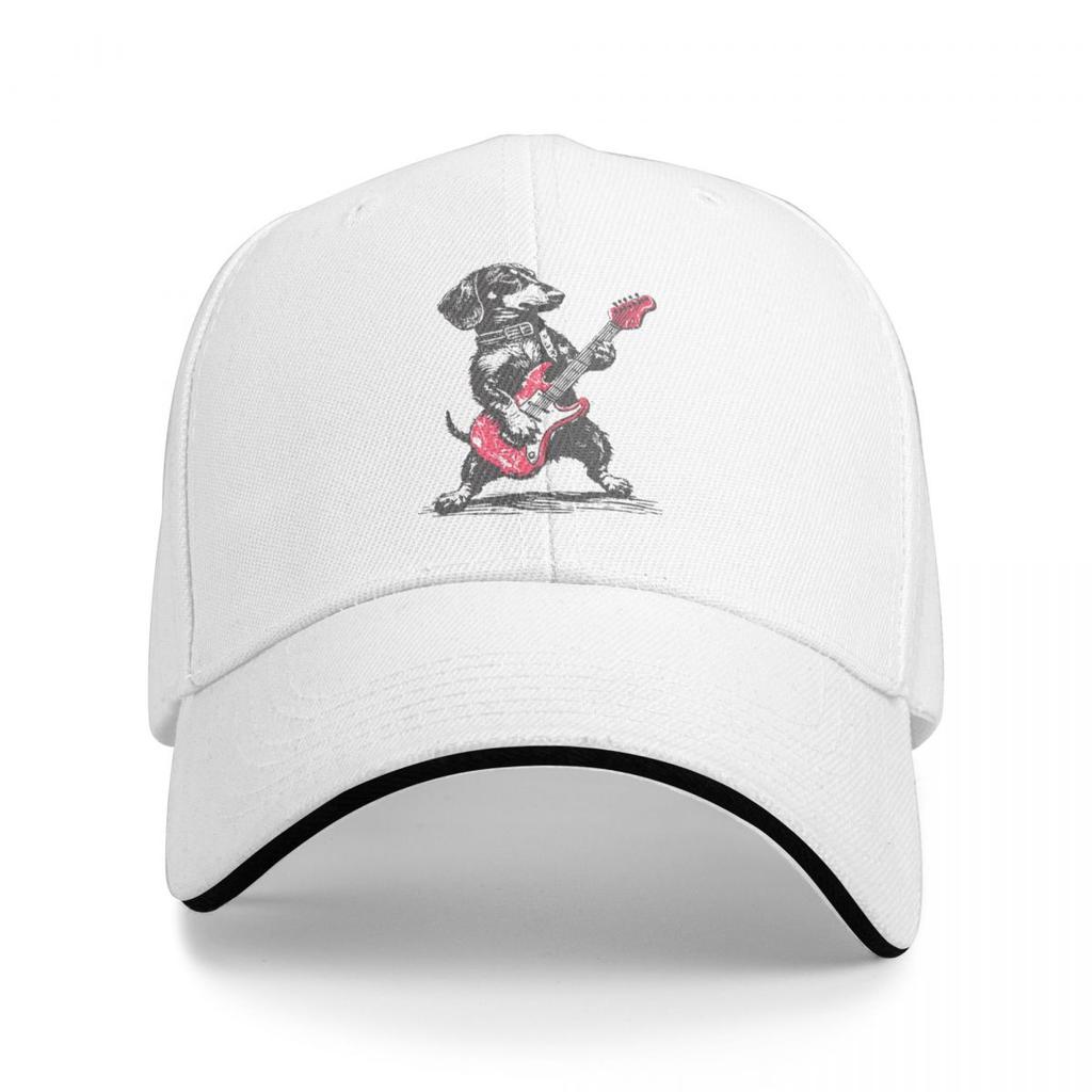 Baseballkappen Vintage Dackel Weenie spielt Gitarre Grafik Herren Damen Sport Sommerhüte
