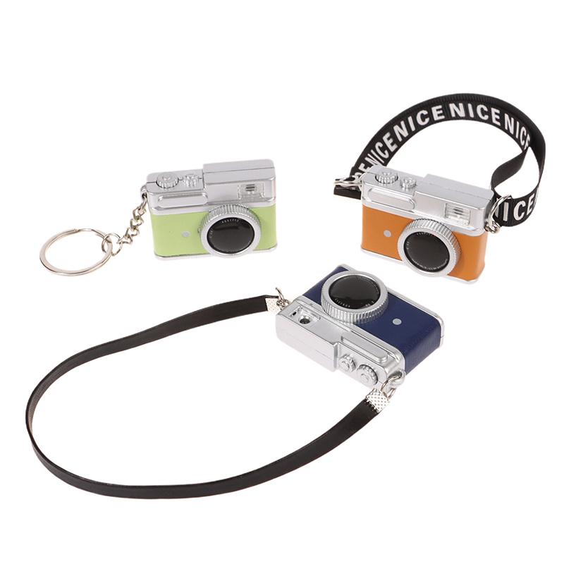 Mini Camera Keychain Dollhouse Slr Camera Model W/Shutter Flash Camera Keyring Bag Pendant Necklace Pendant Doll Dress Up Toy