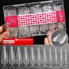 Frosted Trapezoid & Water Drop Almond Nail Extensions - No File Needed, Full and Half Cover. Perfect for Salons.