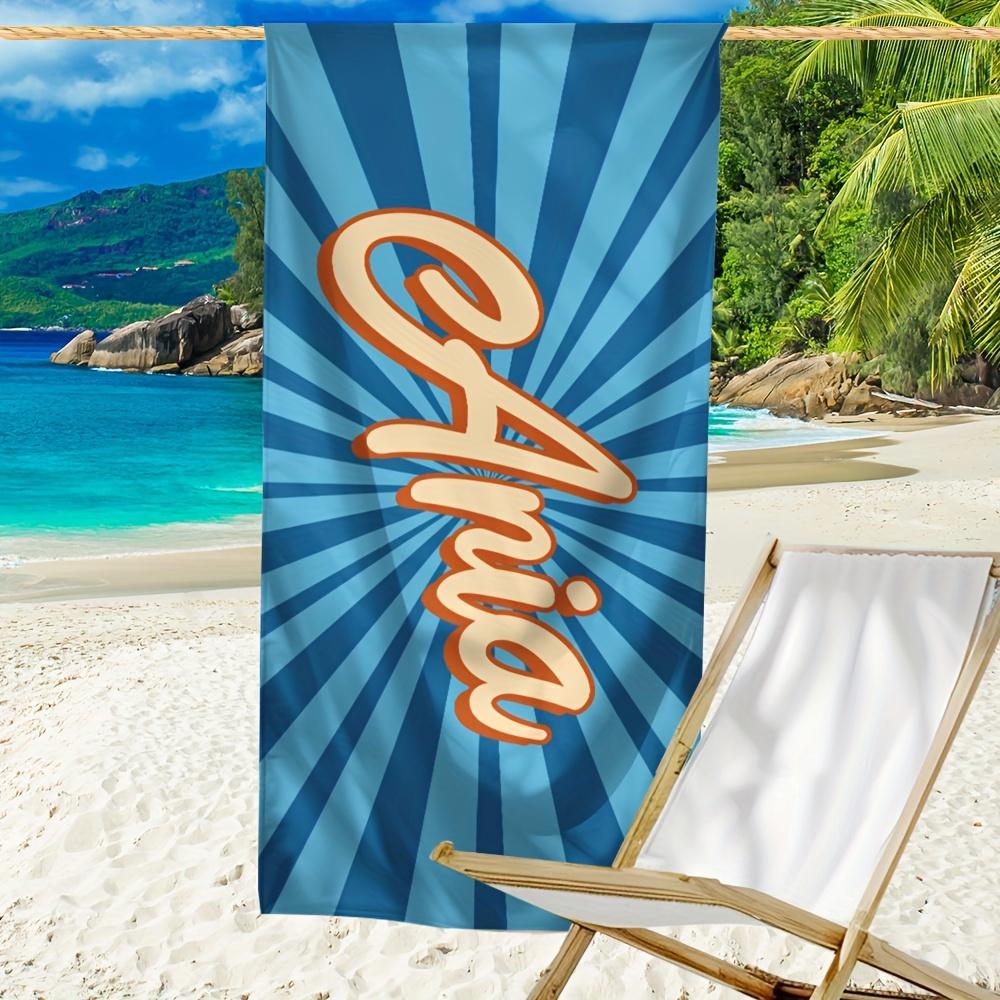 Personalized Striped Beach Towel Custom Name/Logo Microfiber Towel Thin Quick Dry Absorbent for Beach Swimming Yoga Bath Sports