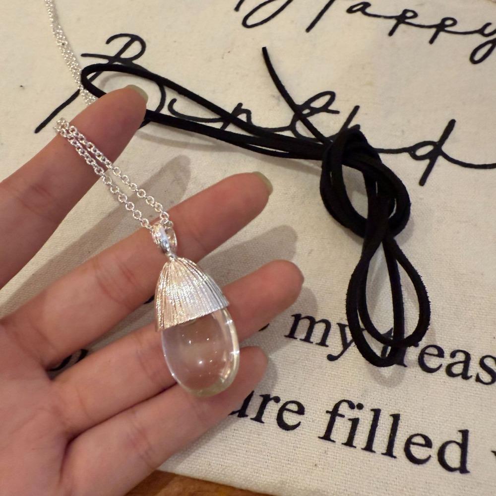 

Crystal Glass Pinecone Pendant Metal Chain + Black Rope Fashion Jewelry Women Neck Chain Ins Minimalist Charm Collar Choker
