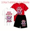 Fashion Cartoon 67 Graphic Print Outdoor Street Kids T-shirt and Shorts Summer Home Casual Outfit Boy and Girl's Sports Set